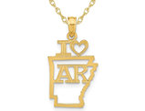 14K Yellow Gold Solid Arkansas State Charm Pendant Necklace with Chain
